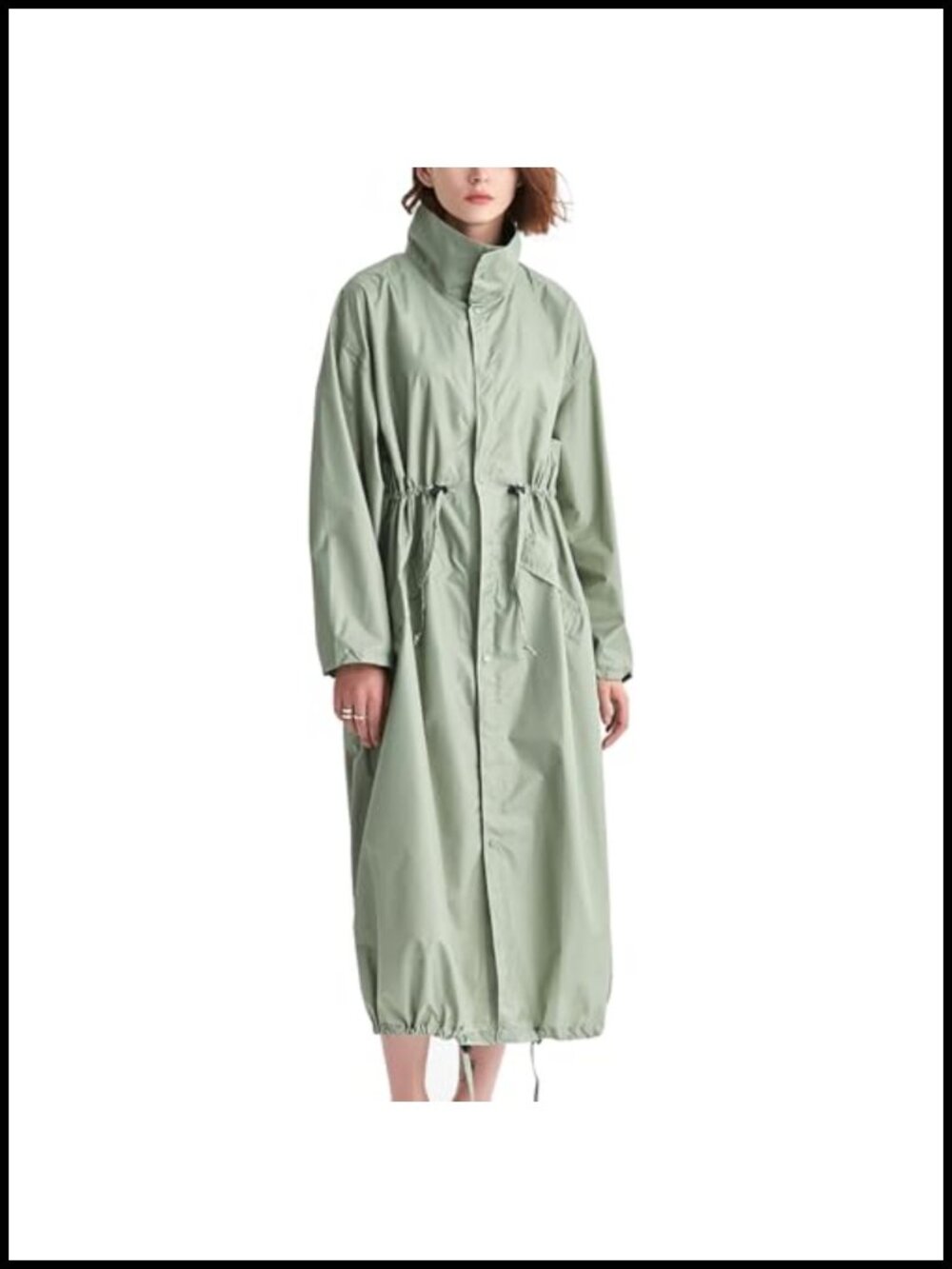Women's Long Waterproof Packable Rain Jacket Hooded Windbreaker